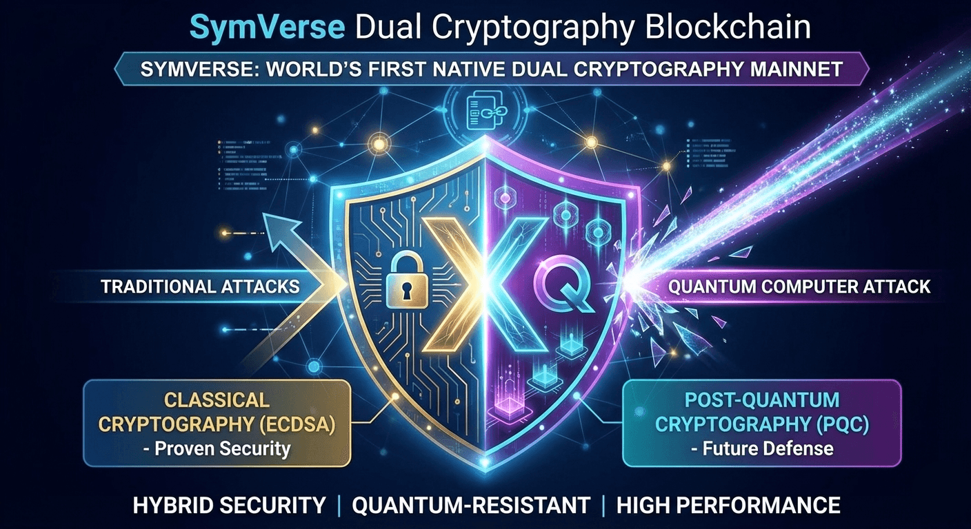 Navigating the Quantum Age: The Hybrid Approach of Bitcoin & Ethereum vs. SymVerse Native Dual Cryptography